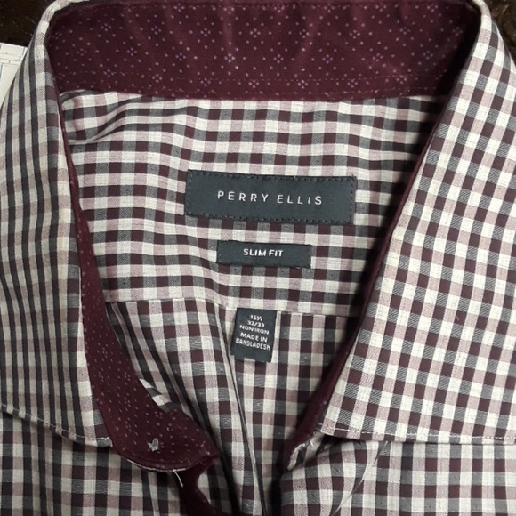 Mens Perry Ellis "Slim Fit" Plaid Shirt Sz M - Picture 2 of 3